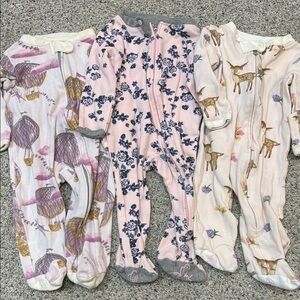 Burt's Bees Baby Pink Floral & Animal Footed One-Pieces - 3 Pack